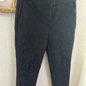 Ann Taylor Black Floral Textured Cropped Pants